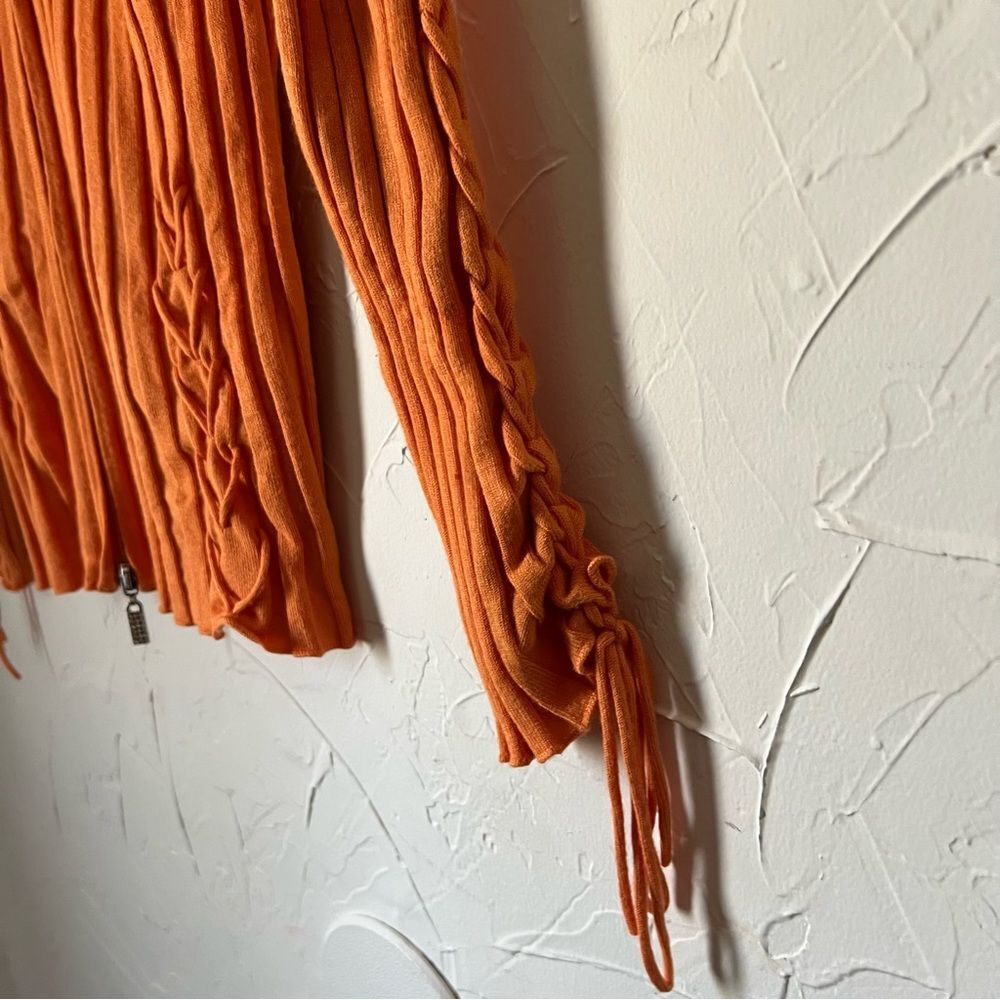 Belldini y2k Orange V-Neck Two-Way Zip Sweater Fairy Grunge‎ 2000s Ribbed Size M - Picture 5 of 9
